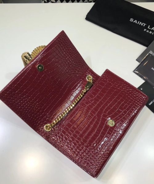 [REP 1:1] Saint Laurent Kate Small Chain Bag With Tassel In Embossed Burgundy For Women 7.8in/20cm YSL