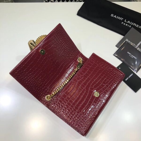 [REP 1:1] Saint Laurent Kate Small Chain Bag With Tassel In Embossed Burgundy For Women 7.8in/20cm YSL