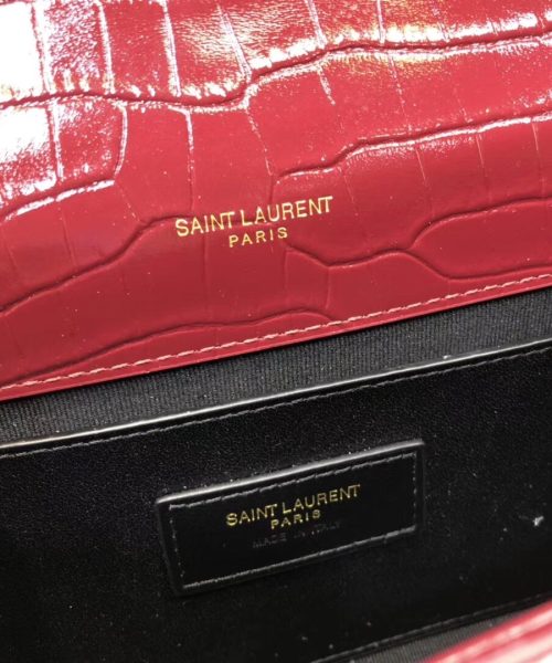 [REP 1:1] Saint Laurent Kate Small Chain Bag With Tassel In Embossed Burgundy For Women 7.8in/20cm YSL