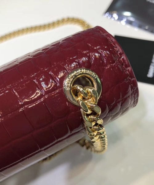 [REP 1:1] Saint Laurent Kate Small Chain Bag With Tassel In Embossed Burgundy For Women 7.8in/20cm YSL