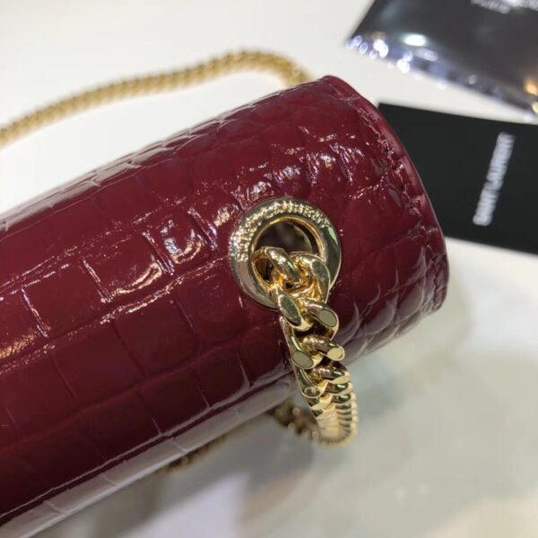 [REP 1:1] Saint Laurent Kate Small Chain Bag With Tassel In Embossed Burgundy For Women 7.8in/20cm YSL