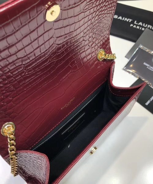 [REP 1:1] Saint Laurent Kate Small Chain Bag With Tassel In Embossed Burgundy For Women 7.8in/20cm YSL
