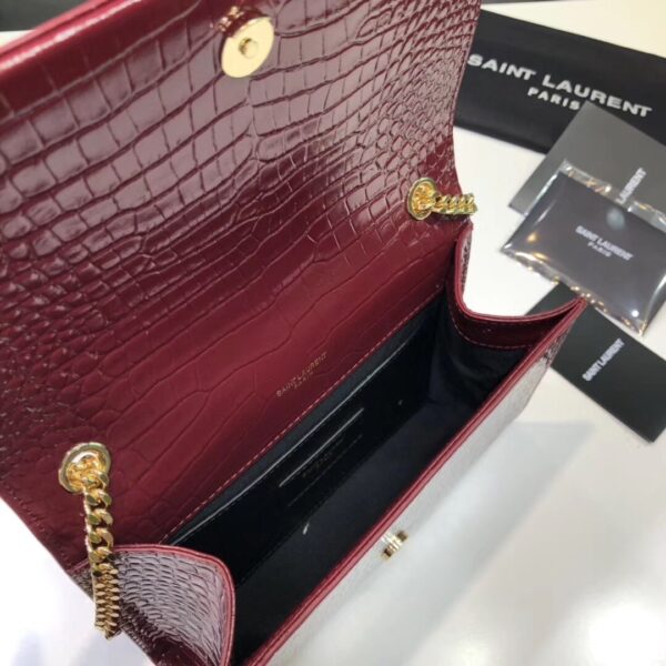 [REP 1:1] Saint Laurent Kate Small Chain Bag With Tassel In Embossed Burgundy For Women 7.8in/20cm YSL