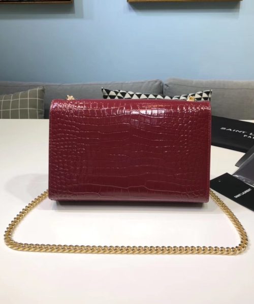 [REP 1:1] Saint Laurent Kate Small Chain Bag With Tassel In Embossed Burgundy For Women 7.8in/20cm YSL