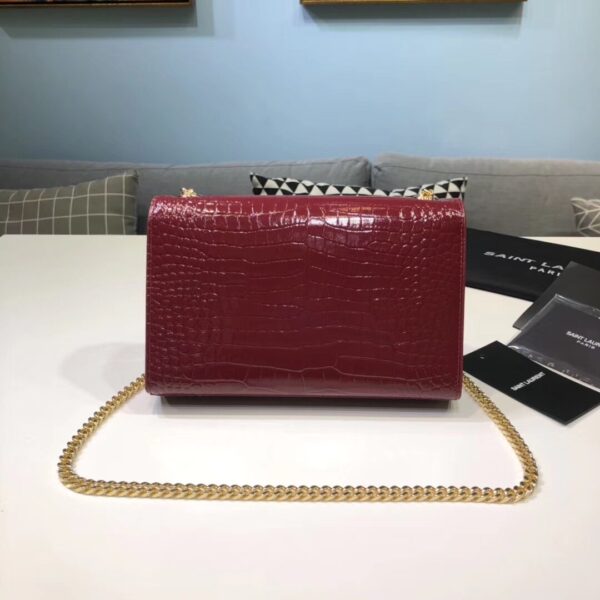 [REP 1:1] Saint Laurent Kate Small Chain Bag With Tassel In Embossed Burgundy For Women 7.8in/20cm YSL