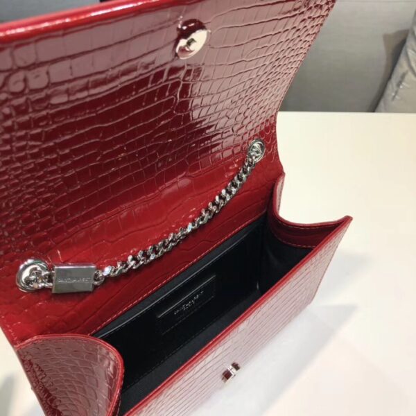 [REP 1:1] Saint Laurent Kate Small Chain Bag With Tassel In Embossed Burgundy For Women 7.8in/20cm YSL