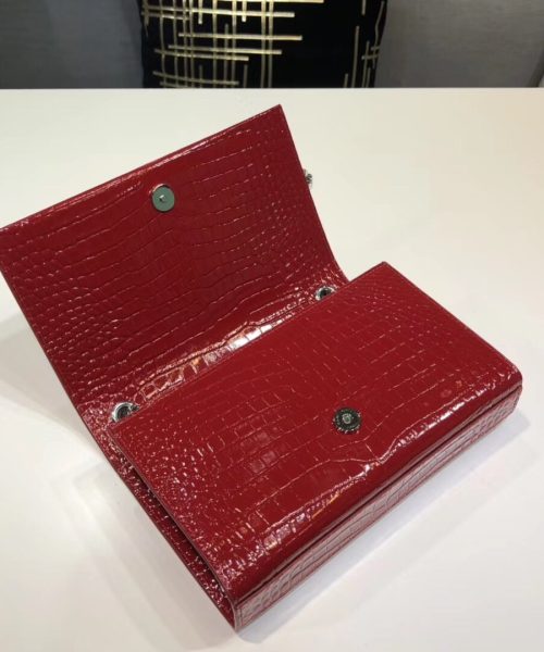 [REP 1:1] Saint Laurent Kate Small Chain Bag With Tassel In Embossed Burgundy For Women 7.8in/20cm YSL