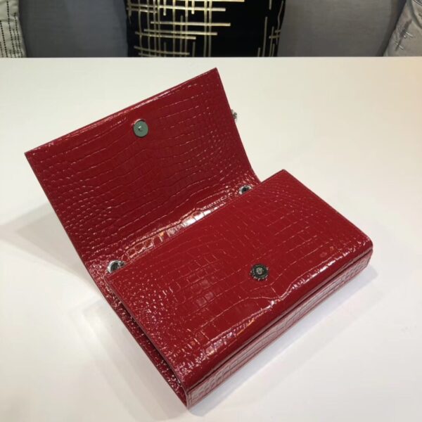 [REP 1:1] Saint Laurent Kate Small Chain Bag With Tassel In Embossed Burgundy For Women 7.8in/20cm YSL