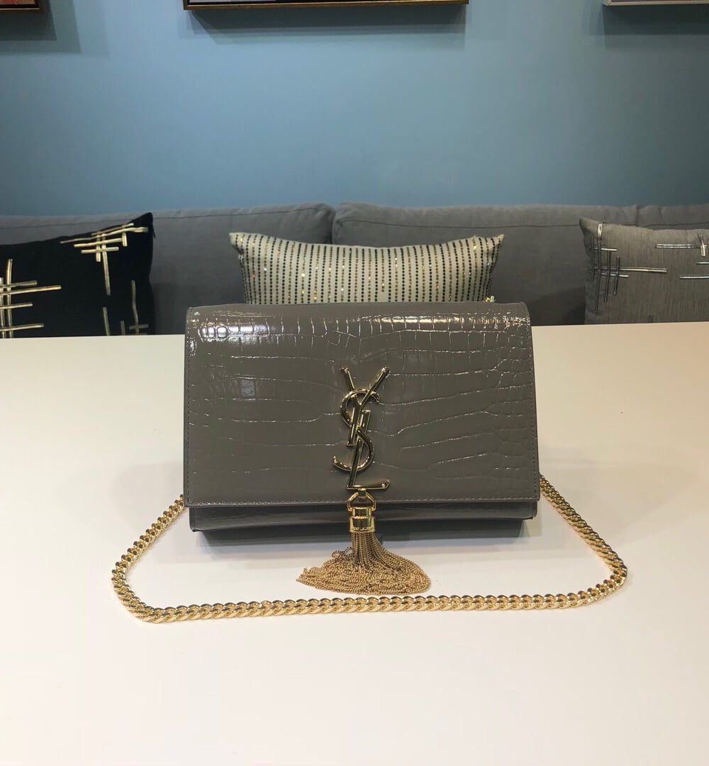 [REP 1:1] Saint Laurent Kate Small Chain Bag With Tassel In Embossed Green For Women 7.8in/20cm YSL