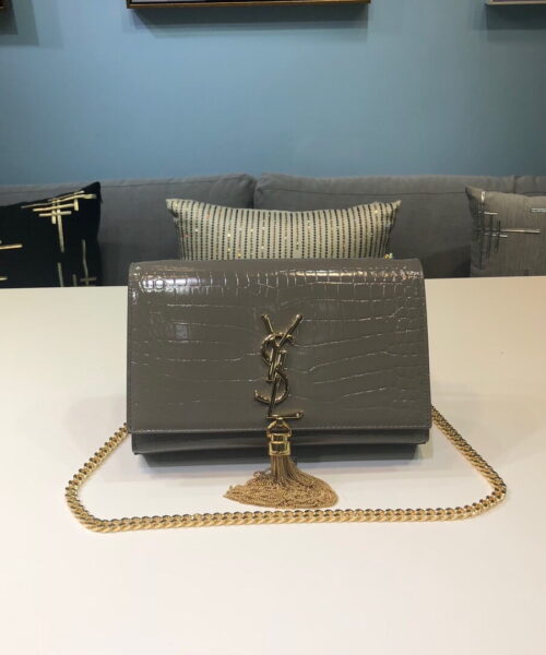 [REP 1:1] Saint Laurent Kate Small Chain Bag With Tassel In Embossed Green For Women 7.8in/20cm YSL