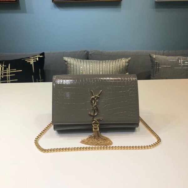 [REP 1:1] Saint Laurent Kate Small Chain Bag With Tassel In Embossed Green For Women 7.8in/20cm YSL