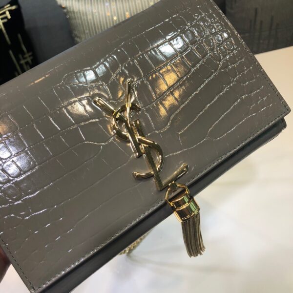[REP 1:1] Saint Laurent Kate Small Chain Bag With Tassel In Embossed Green For Women 7.8in/20cm YSL