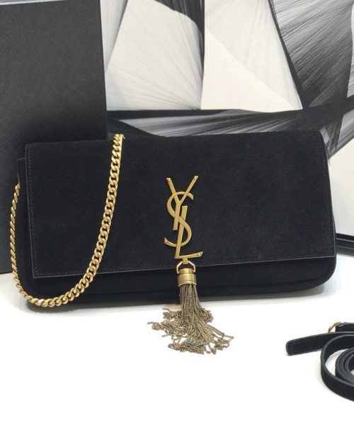 [REP 1:1] Saint Laurent Kate Tassel Small Shoulder Bag Black For Women 10.2in/26cm YSL 6042760UD7W1011