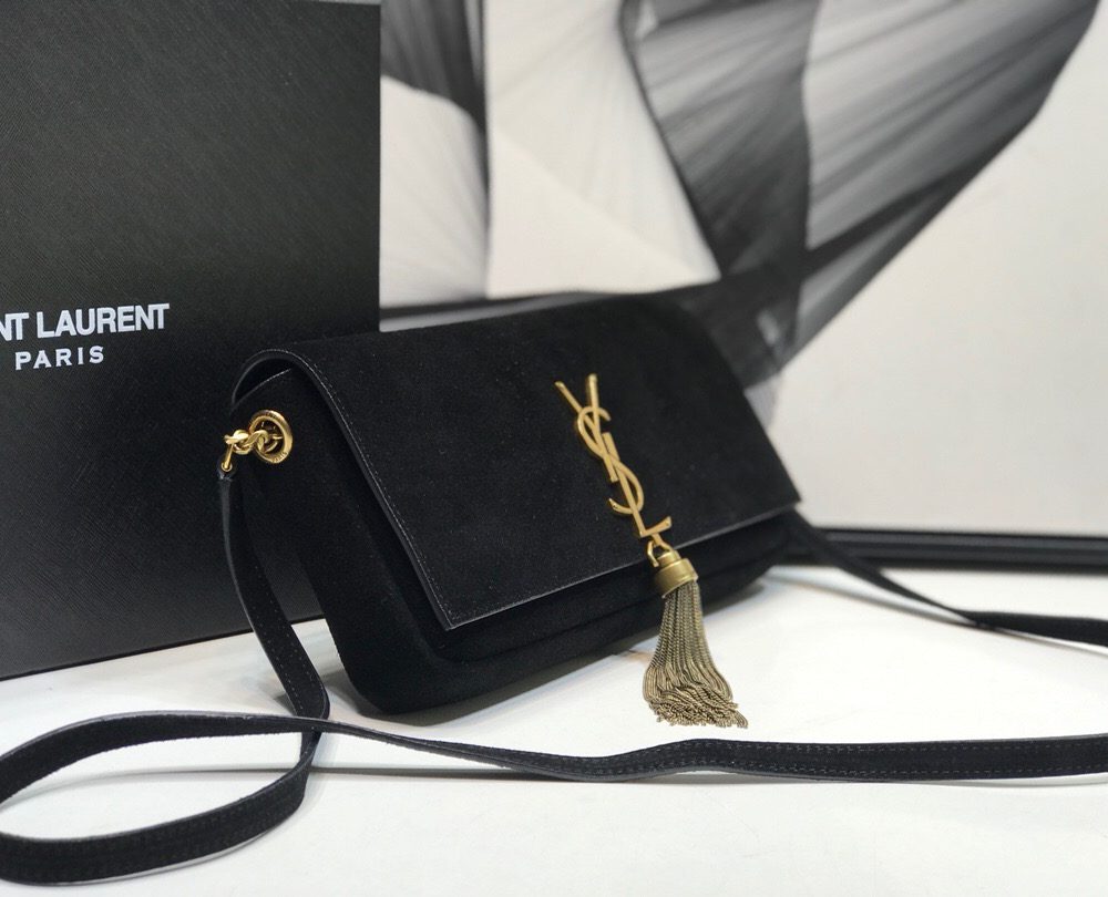 [REP 1:1] Saint Laurent Kate Tassel Small Shoulder Bag Black For Women 10.2in/26cm YSL 6042760UD7W1011