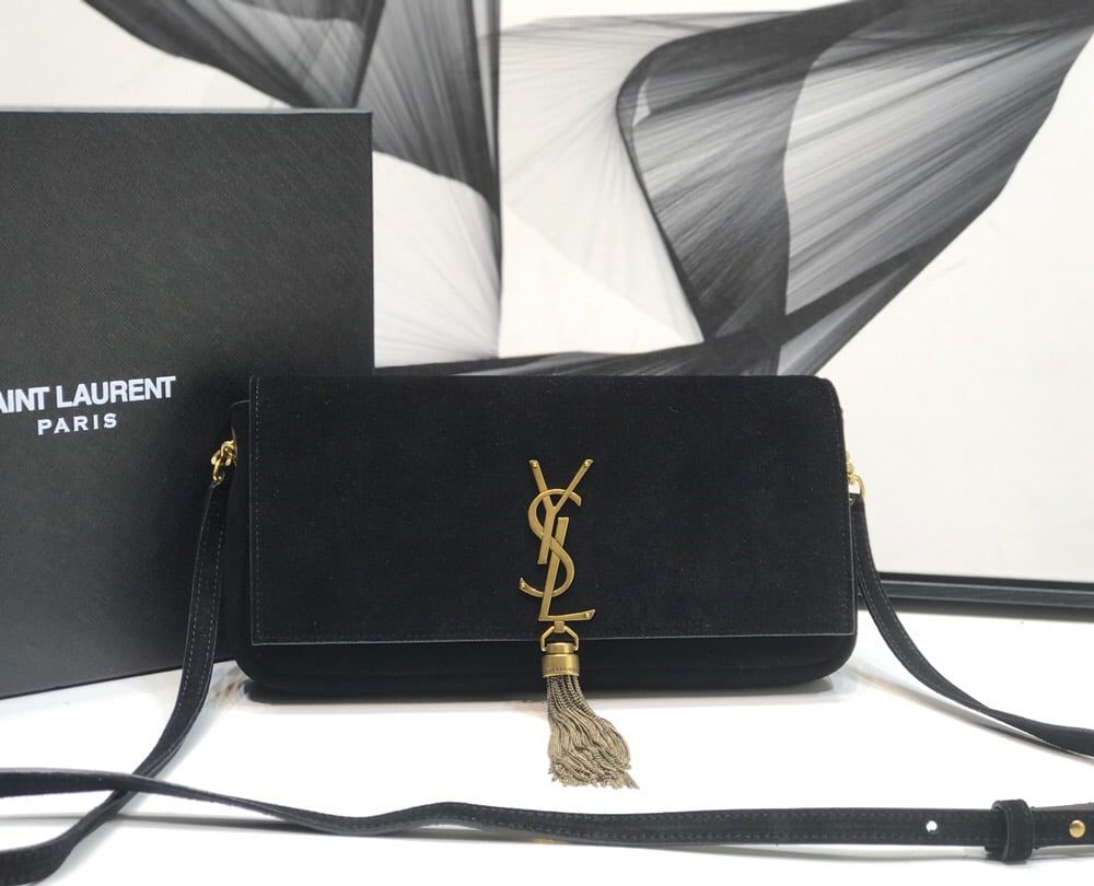 [REP 1:1] Saint Laurent Kate Tassel Small Shoulder Bag Black For Women 10.2in/26cm YSL 6042760UD7W1011
