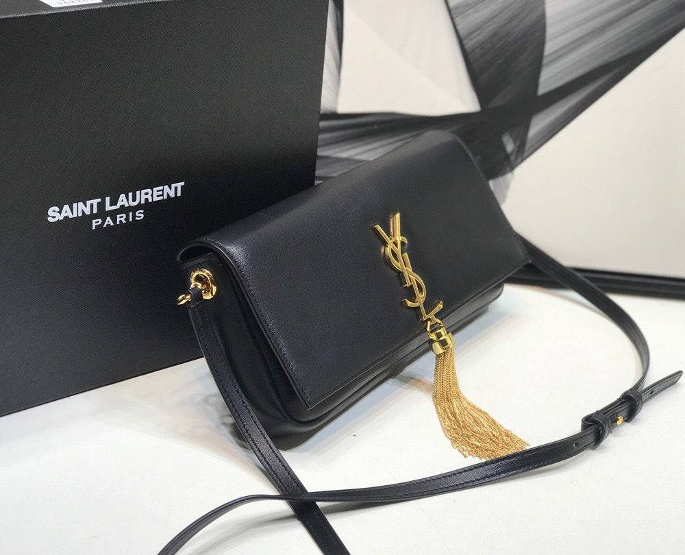 [REP 1:1] Saint Laurent Kate Tassel Small Shoulder Bag Black For Women 10.2in/26cm YSL P00483545