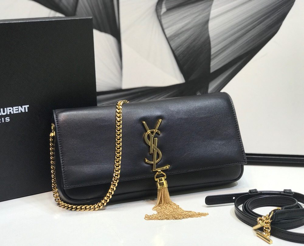 [REP 1:1] Saint Laurent Kate Tassel Small Shoulder Bag Black For Women 10.2in/26cm YSL P00483545