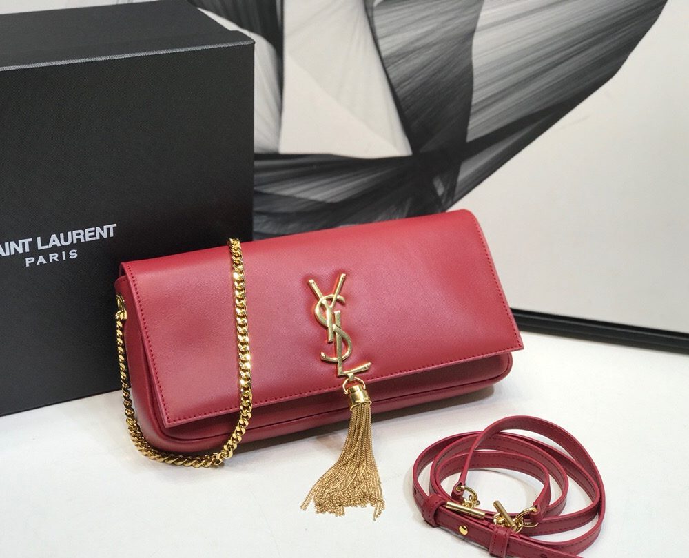 [REP 1:1] Saint Laurent Kate Tassel Small Shoulder Bag Red For Women 10.2in/26cm YSL