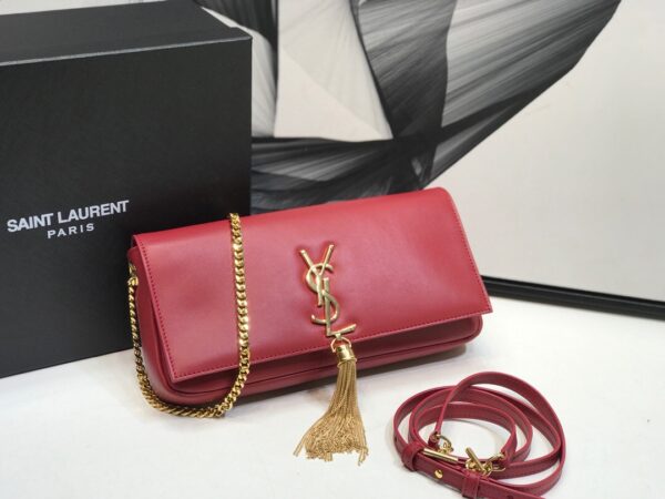 [REP 1:1] Saint Laurent Kate Tassel Small Shoulder Bag Red For Women 10.2in/26cm YSL