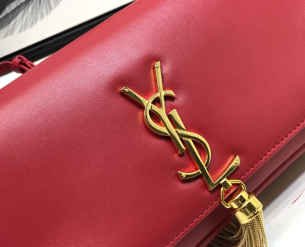 [REP 1:1] Saint Laurent Kate Tassel Small Shoulder Bag Red For Women 10.2in/26cm YSL