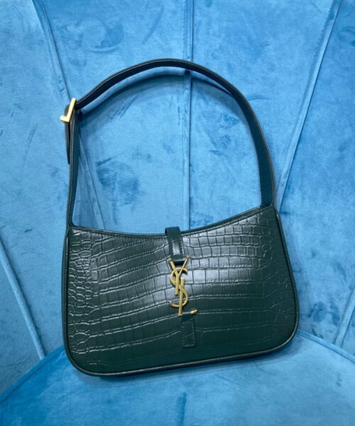 [REP 1:1] Saint Laurent Le 5 À 7 Hobo Bag In Crocodile Embossed Shiny Dark Green For Women 9in/23cm YSL 657228DZE0W3045