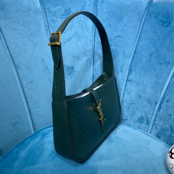 [REP 1:1] Saint Laurent Le 5 À 7 Hobo Bag In Crocodile Embossed Shiny Dark Green For Women 9in/23cm YSL 657228DZE0W3045