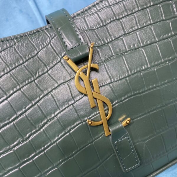 [REP 1:1] Saint Laurent Le 5 À 7 Hobo Bag In Crocodile Embossed Shiny Dark Green For Women 9in/23cm YSL 657228DZE0W3045