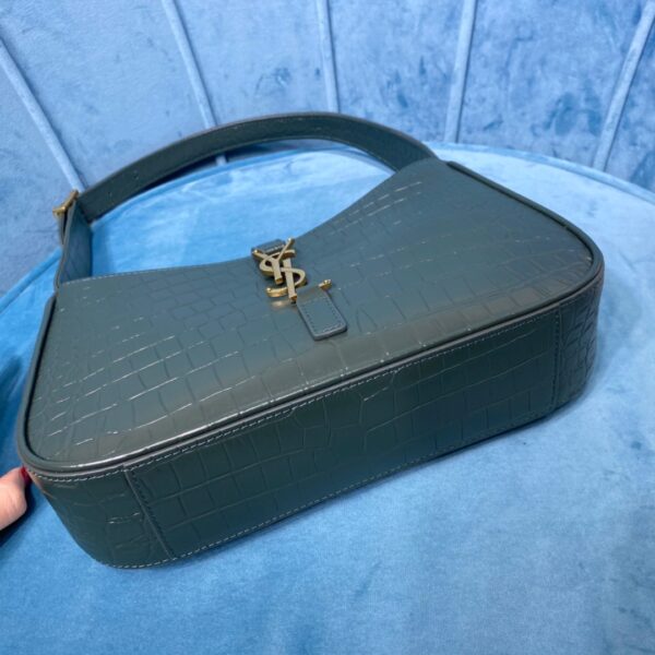 [REP 1:1] Saint Laurent Le 5 À 7 Hobo Bag In Crocodile Embossed Shiny Dark Green For Women 9in/23cm YSL 657228DZE0W3045