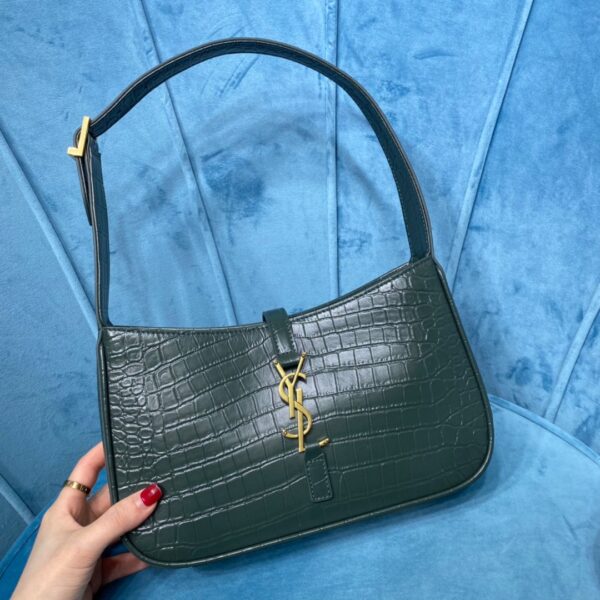 [REP 1:1] Saint Laurent Le 5 À 7 Hobo Bag In Crocodile Embossed Shiny Dark Green For Women 9in/23cm YSL 657228DZE0W3045