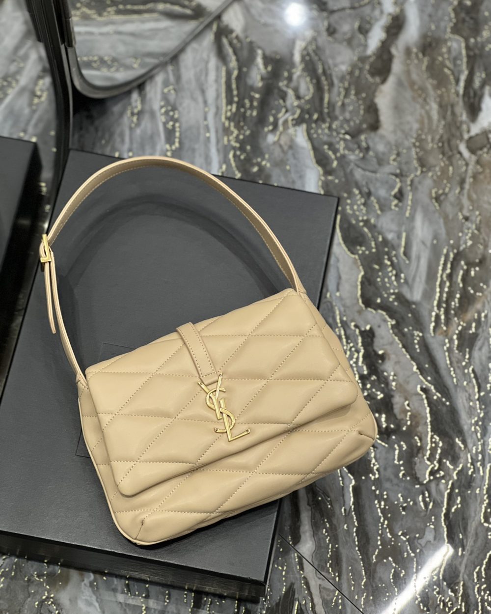 [REP 1:1] Saint Laurent Le 57 Hobo Shoulder Bag Beige For Women, Women's Bags 9.8in/25cm YSL