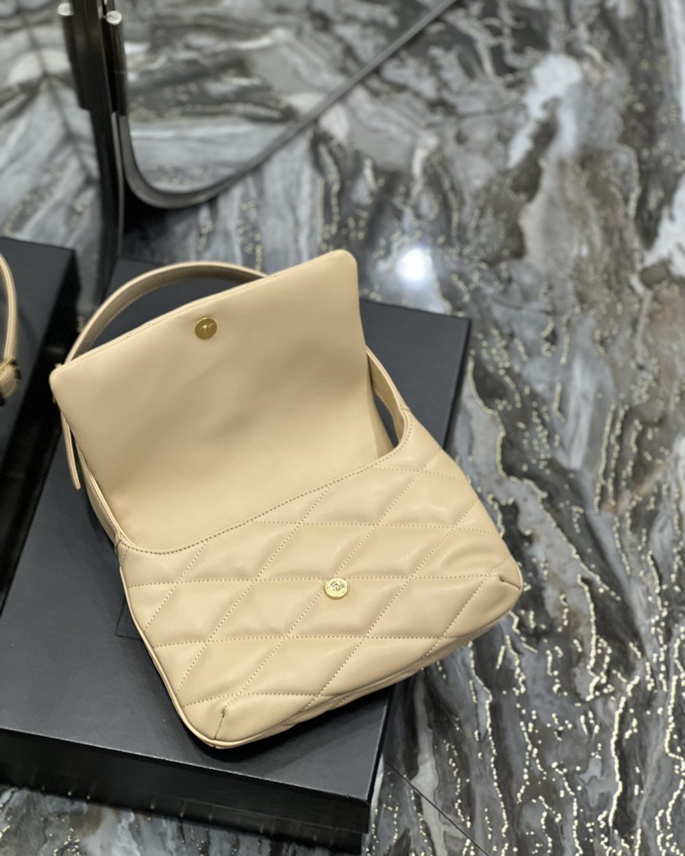 [REP 1:1] Saint Laurent Le 57 Hobo Shoulder Bag Beige For Women, Women's Bags 9.8in/25cm YSL