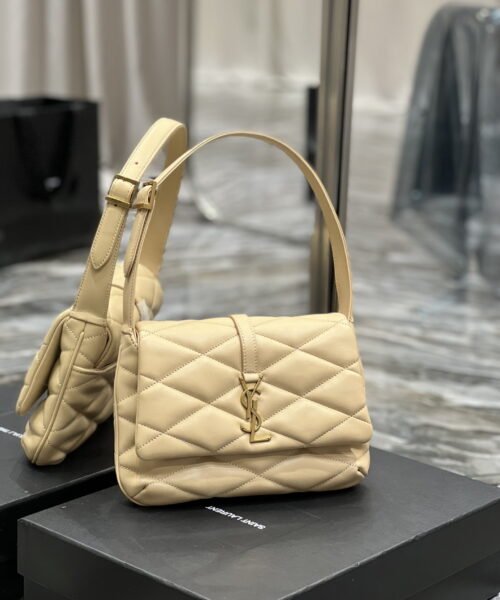 [REP 1:1] Saint Laurent Le 57 Hobo Shoulder Bag Beige For Women, Women's Bags 9.8in/25cm YSL