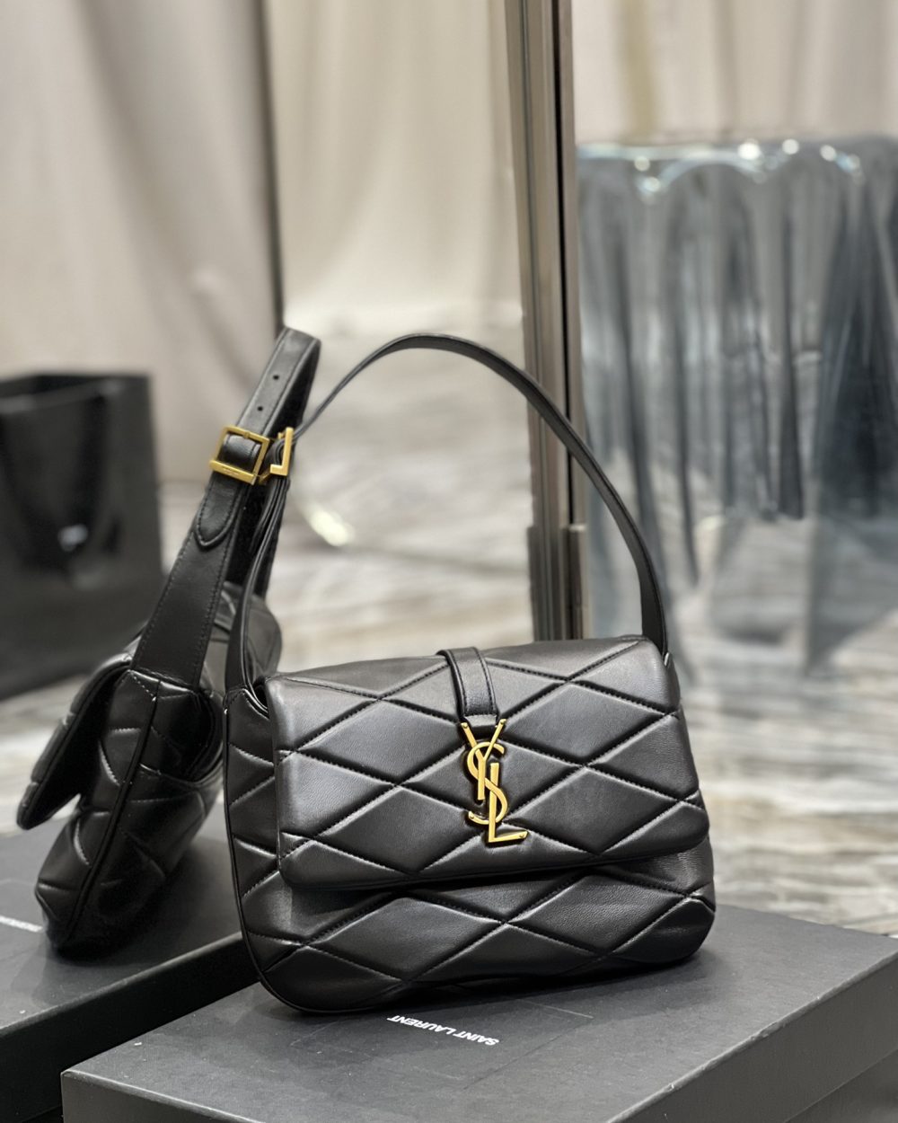 [REP 1:1] Saint Laurent Le 57 Hobo Shoulder Bag Black For Women, Women's Bags 9.8in/25cm YSL 698567AAAO01000