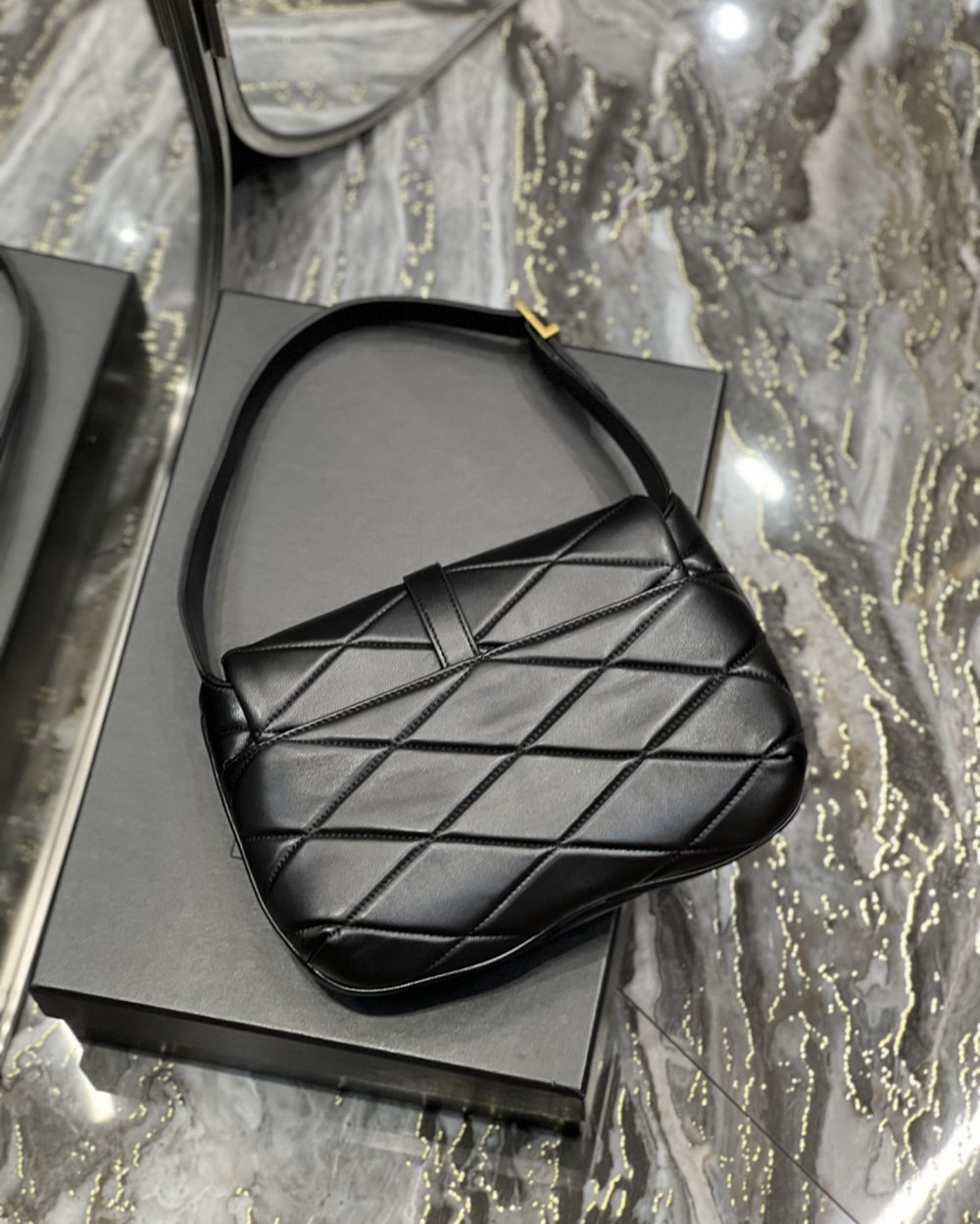 [REP 1:1] Saint Laurent Le 57 Hobo Shoulder Bag Black For Women, Women's Bags 9.8in/25cm YSL 698567AAAO01000