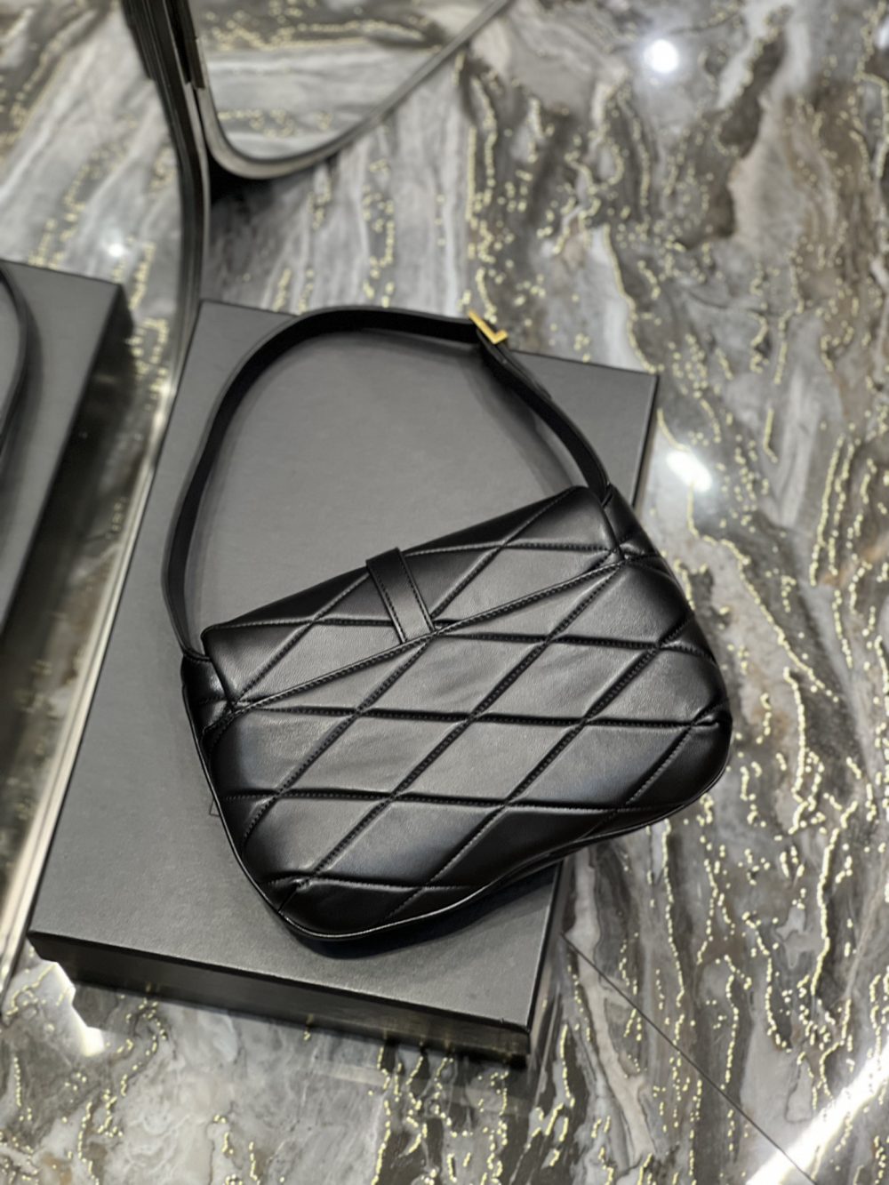[REP 1:1] Saint Laurent Le 57 Hobo Shoulder Bag Black For Women, Women's Bags 9.8in/25cm YSL 698567AAAO01000 - Image 5