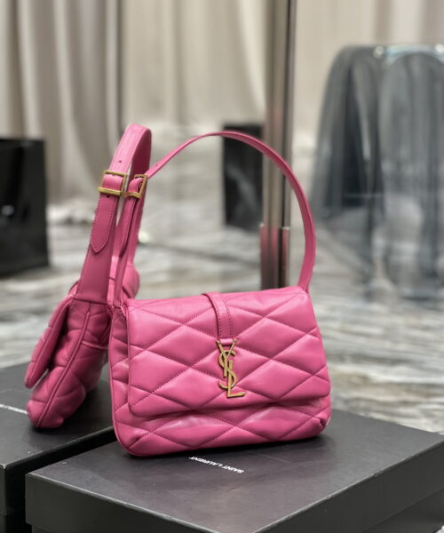 [REP 1:1] Saint Laurent Le 57 Hobo Shoulder Bag Pink For Women, Women's Bags 9.8in/25cm YSL 698567AAAO05623