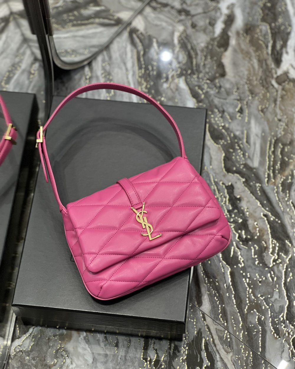 [REP 1:1] Saint Laurent Le 57 Hobo Shoulder Bag Pink For Women, Women's Bags 9.8in/25cm YSL 698567AAAO05623