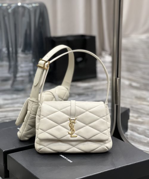 [REP 1:1] Saint Laurent Le 57 Hobo Shoulder Bag White For Women, Women's Bags 9.8in/25cm YSL 698567AAAO09207