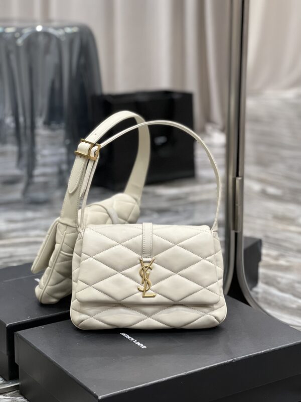 [REP 1:1] Saint Laurent Le 57 Hobo Shoulder Bag White For Women, Women's Bags 9.8in/25cm YSL 698567AAAO09207