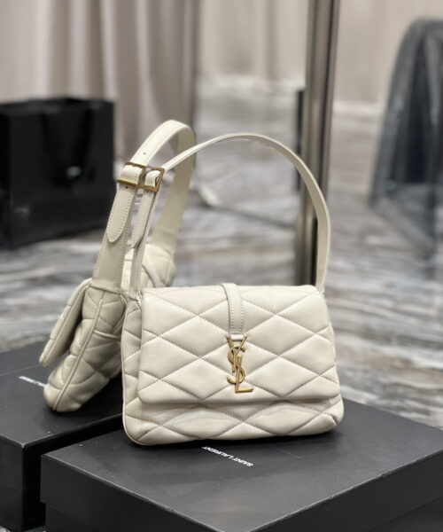 [REP 1:1] Saint Laurent Le 57 Hobo Shoulder Bag White For Women, Women's Bags 9.8in/25cm YSL 698567AAAO09207