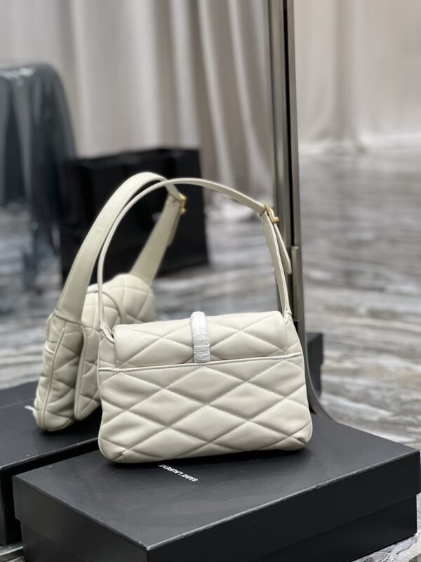 [REP 1:1] Saint Laurent Le 57 Hobo Shoulder Bag White For Women, Women's Bags 9.8in/25cm YSL 698567AAAO09207