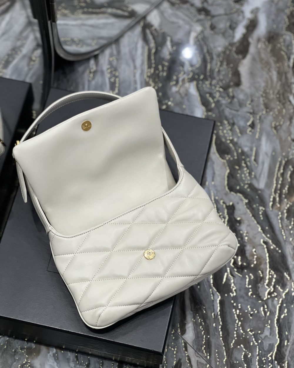 [REP 1:1] Saint Laurent Le 57 Hobo Shoulder Bag White For Women, Women's Bags 9.8in/25cm YSL 698567AAAO09207