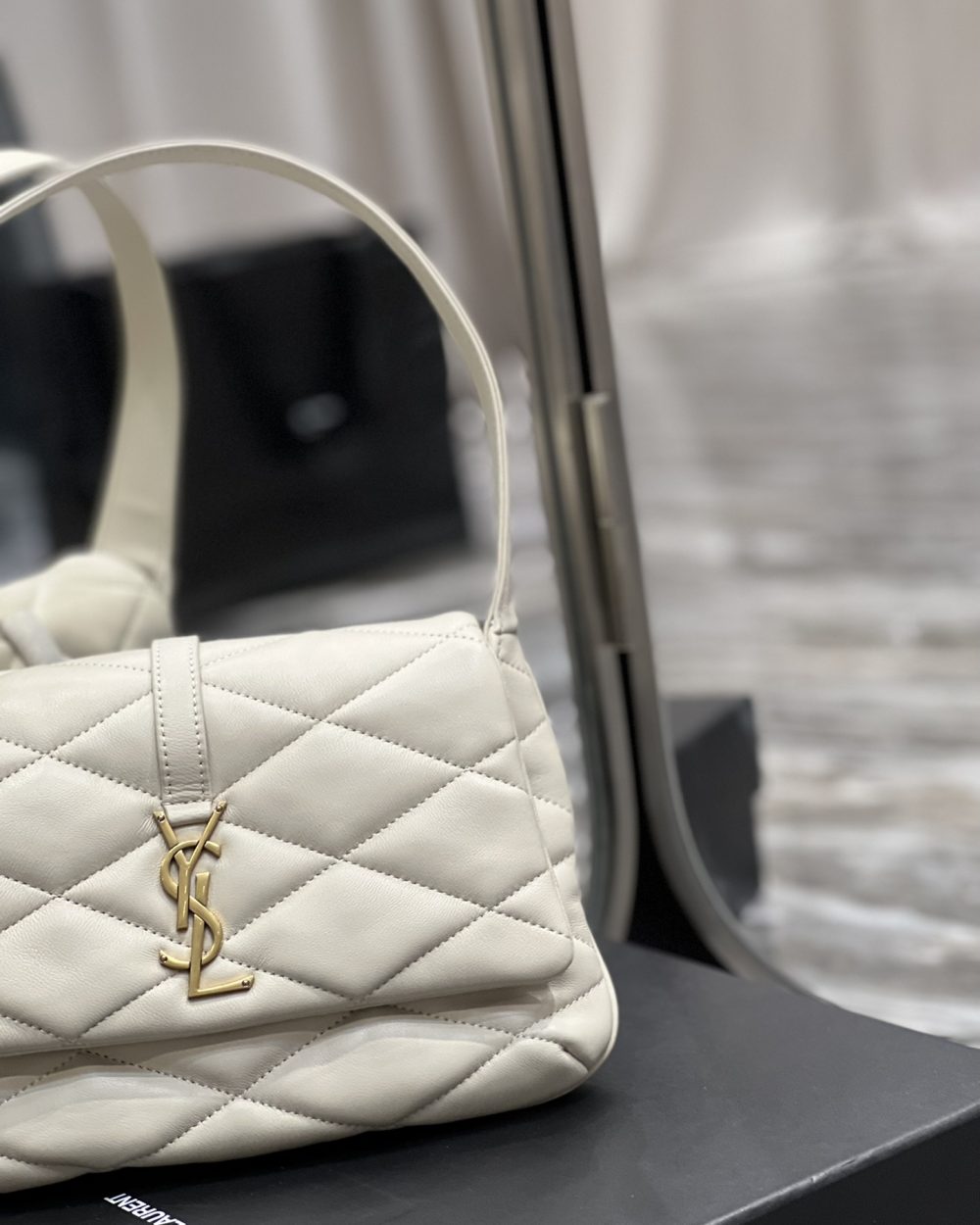[REP 1:1] Saint Laurent Le 57 Hobo Shoulder Bag White For Women, Women's Bags 9.8in/25cm YSL 698567AAAO09207