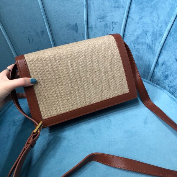 [REP 1:1] Saint Laurent Le Carré Satchel In Canvas And Box Natural Beige & Brick For Women 9in/23cm YSL