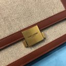 [REP 1:1] Saint Laurent Le Carré Satchel In Canvas And Box Natural Beige & Brick For Women 9in/23cm YSL