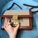 [REP 1:1] Saint Laurent Le Carré Satchel In Canvas And Box Natural Beige & Brick For Women 9in/23cm YSL