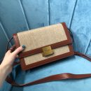 [REP 1:1] Saint Laurent Le Carré Satchel In Canvas And Box Natural Beige & Brick For Women 9in/23cm YSL