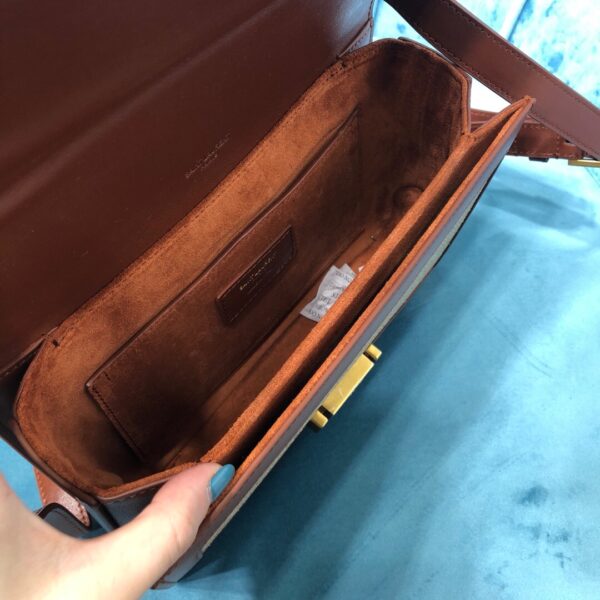 [REP 1:1] Saint Laurent Le Carré Satchel In Canvas And Box Natural Beige & Brick For Women 9in/23cm YSL