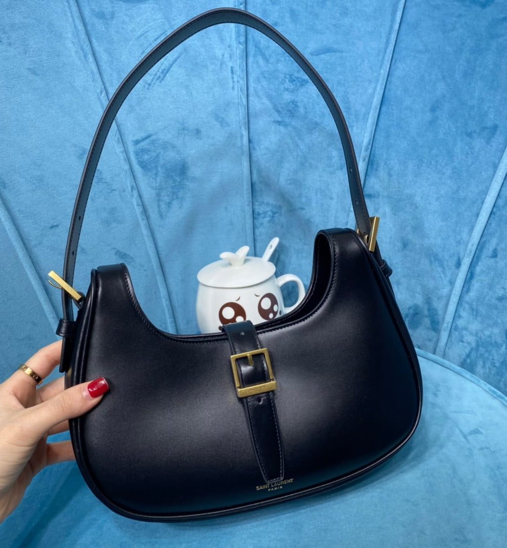 [REP 1:1] Saint Laurent Le Fermoir Hobo Bag Black For Women 9.5in/24cm YSL 672615 2ZA2W