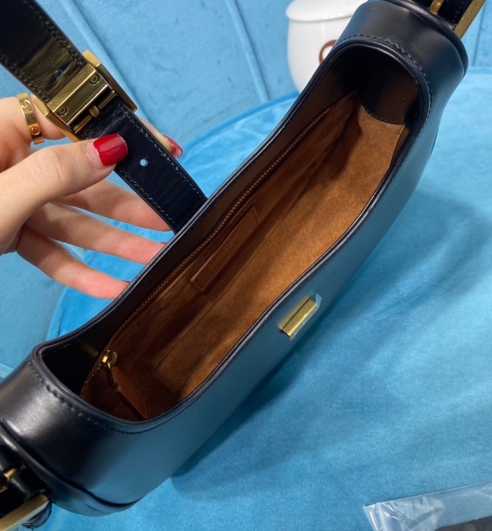 [REP 1:1] Saint Laurent Le Fermoir Hobo Bag Black For Women 9.5in/24cm YSL 672615 2ZA2W